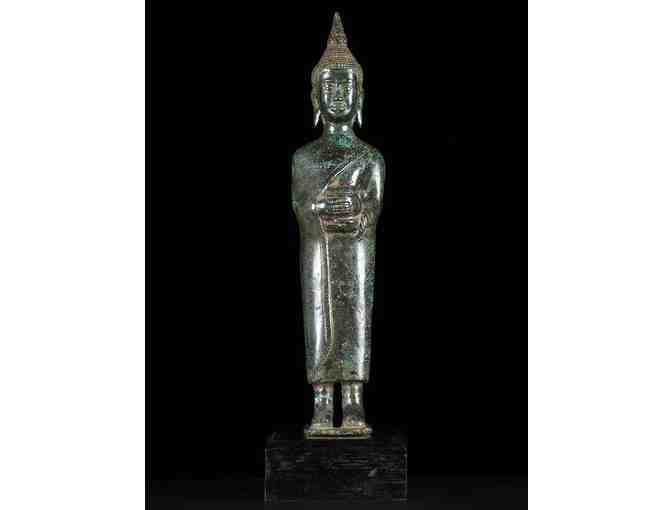 Dharma Sculpture:  Standing Cambodian Bronze Buddha