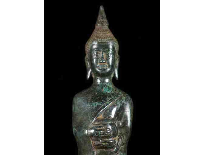 Dharma Sculpture:  Standing Cambodian Bronze Buddha