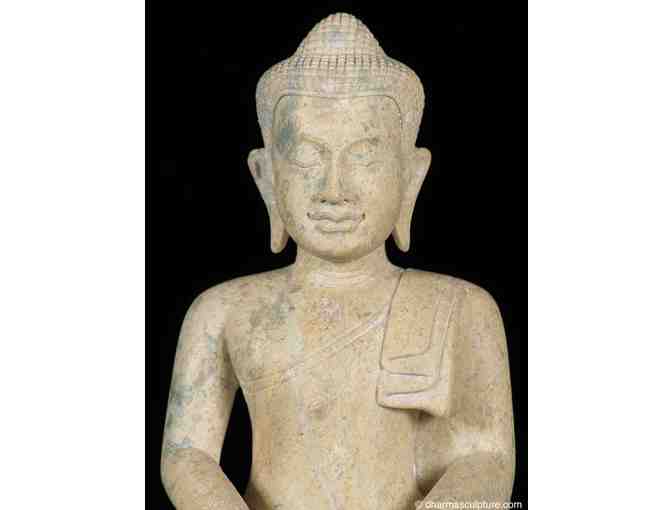 Dharma Sculpture: Meditating Soapstone Cambodian Buddha Statue