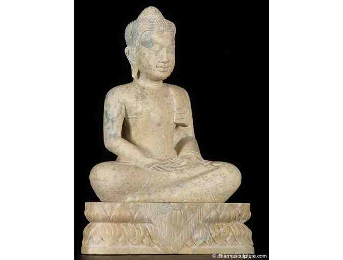 Dharma Sculpture: Meditating Soapstone Cambodian Buddha Statue