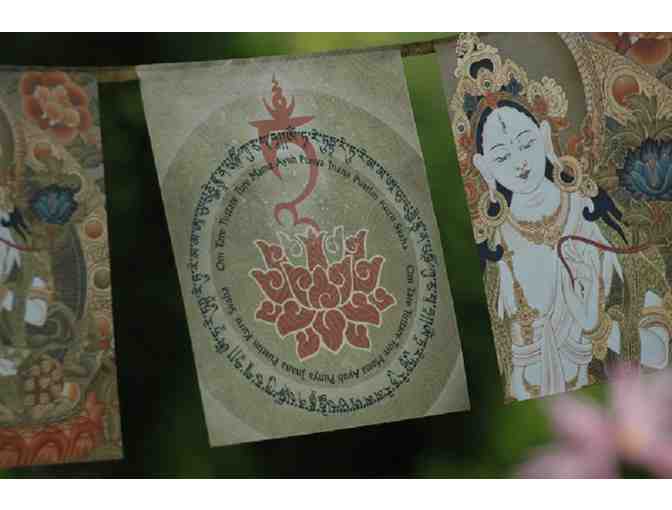 Buddhadoma: White Tara Prayer Flags with Tara Mantra