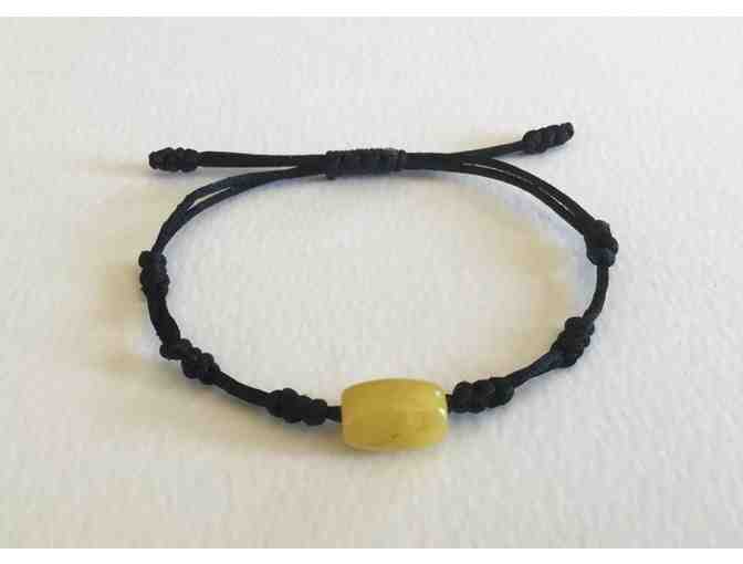 Chakra Gifts by Eve: Yellow Jade Knotted Black Silk Bracelet - Photo 1