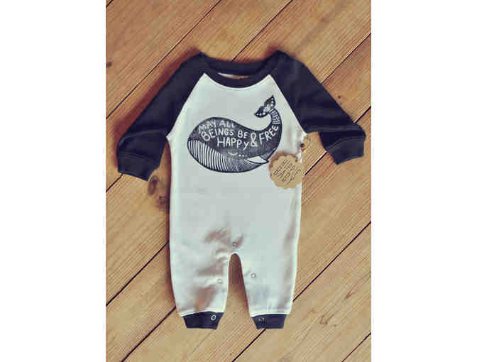 Hippie Baby Co.: "May All Beings Be Free" Whale Romper - Photo 1
