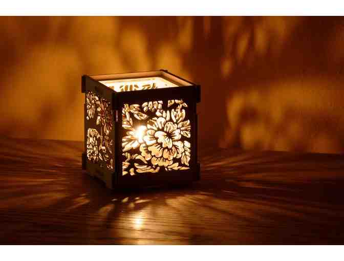 LinLaserWorks: 'Chrysanthemum' Wooden Candle Holder & Shadow Lantern
