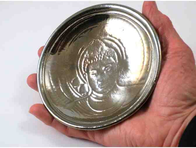 De Baun Fine Ceramics: Handmade Ceramic Raku Blessing Bowl in Gold Glaze