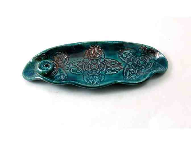De Baun Fine Ceramics: Handmade Ceramic Vajra/Dorje Incense Burner with Copper