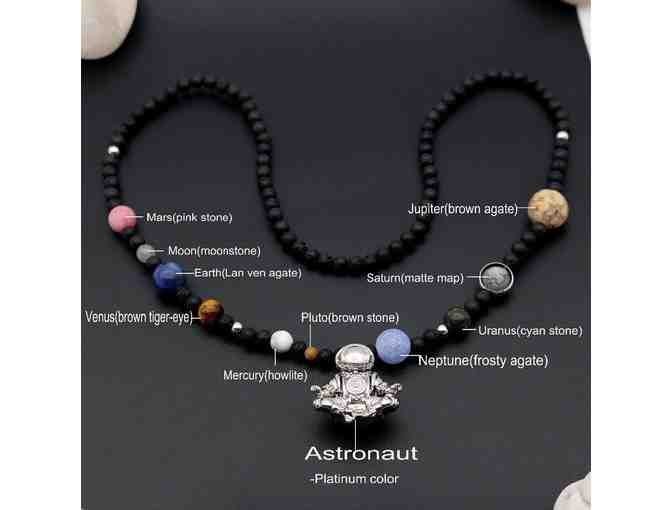 CosmicTempleVibes: Meditating Astronaut Nine-Planet Necklace