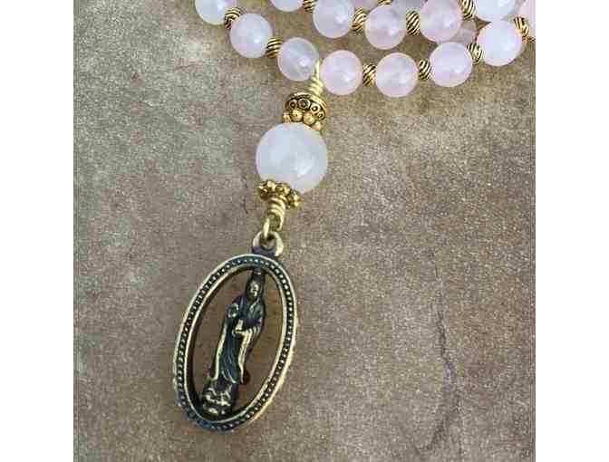 Sacred Symbol Studios: Kuan Yin Mala Beads Necklace in Rose Quartz