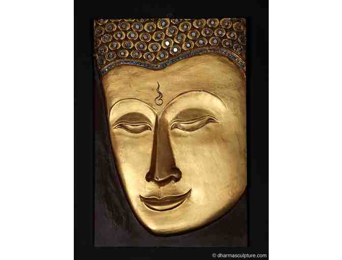 Dharma Sculpture: Buddha Panel in Wood