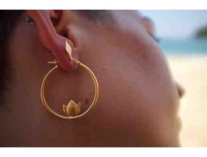 LILA: Lotus Hoop Earrings in Gold Vermeil