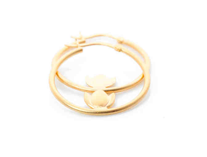 LILA: Lotus Hoop Earrings in Gold Vermeil