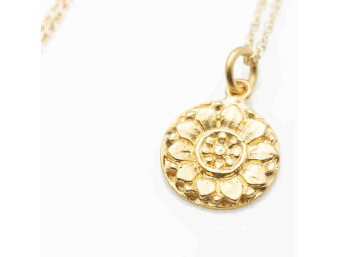 LILA: Bodhgaya Lotus Necklace in Gold Vermeil