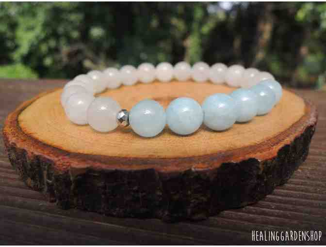 Rock My Zen: Stress Relief Bracelet Duo with Angelite, Aquamarine and White Jade