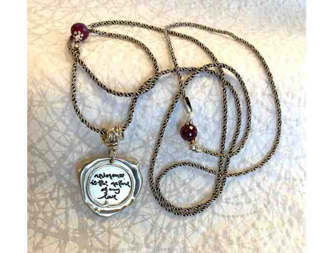 Mindful Necessities: Silver 'reverence is the nature of my love' Necklace with Garnets