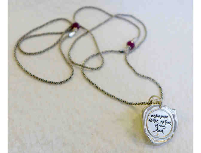 Mindful Necessities: Silver 'reverence is the nature of my love' Necklace with Garnets