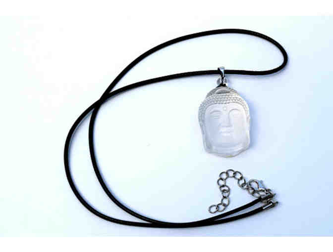 Forest Haven Designs: Natural White Crystal Sterling Silver Buddha Necklace - Photo 2