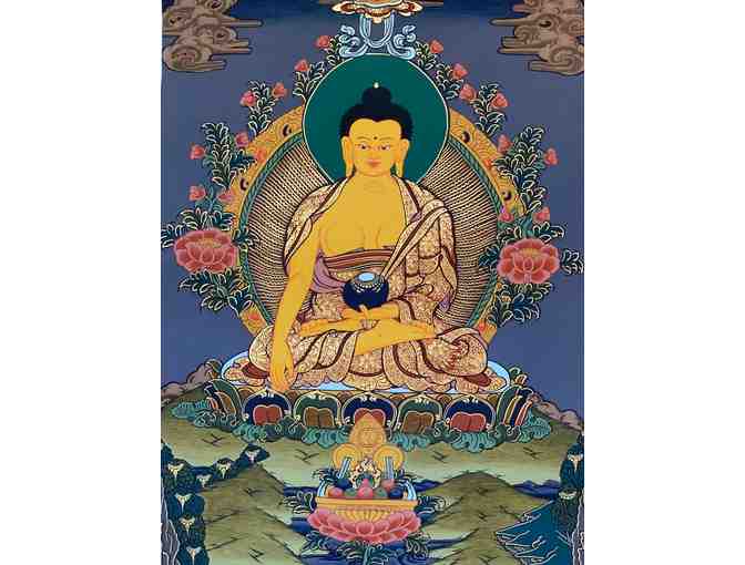 Gorkha Nepal: Original Handpainted 'Shakyamuni Buddha' Tibetan Thangka