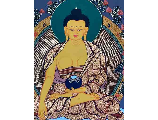 Gorkha Nepal: Original Handpainted 'Shakyamuni Buddha' Tibetan Thangka