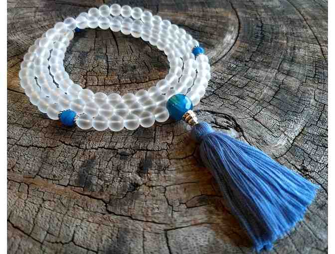 Great Eastern Sun Store: Matte Crystal Mala with Matte Blue Fire Agate - Photo 1