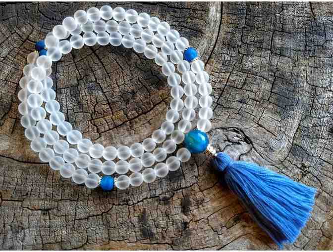 Great Eastern Sun Store: Matte Crystal Mala with Matte Blue Fire Agate - Photo 2