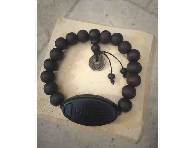 meaning to pause: Be Mindful Now Vibrating "Pause" Bracelet in Mahogany Peachwood - Photo 2