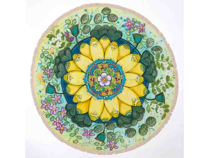 Mandala Blooms: Bidder's Choice of Floral Design Textile Meditation Mat