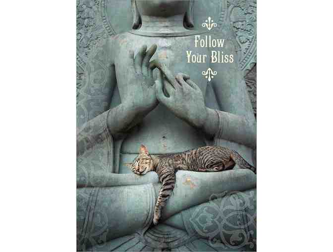 Amber Lotus Publishing: Set of Six 'Blissful Cat' Greeting Cards & Travel Journal