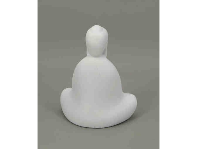Buddha Groove: Minimalist Abstract Meditating Buddha Statue in White