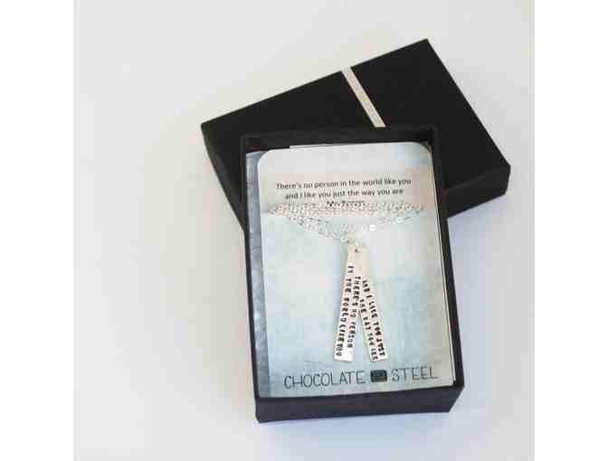 Chocolate and Steel: Mister Rogers "No person like you" Sterling Silver Necklace - Photo 3