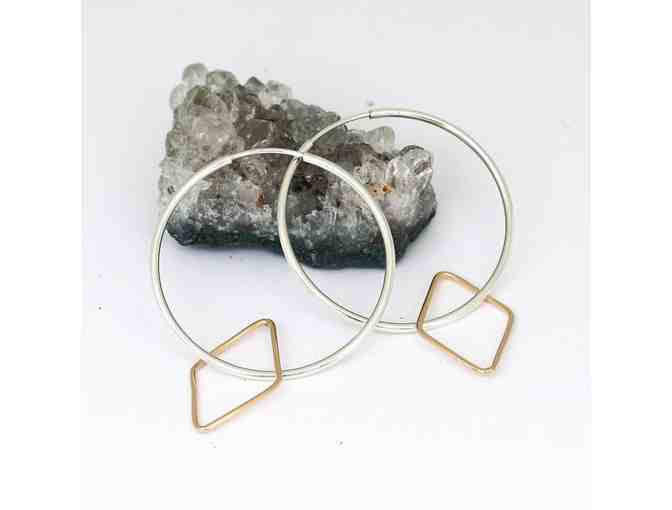 Chocolate and Steel: Sterling Silver and Gold Vermeil "Miryam" Interlocking Hoop Earrings - Photo 1