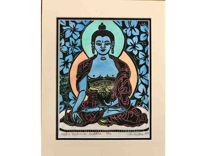 Lion's Roar Store: Faith Stone 'Aloha Medicine Buddha' Original Woodblock Print