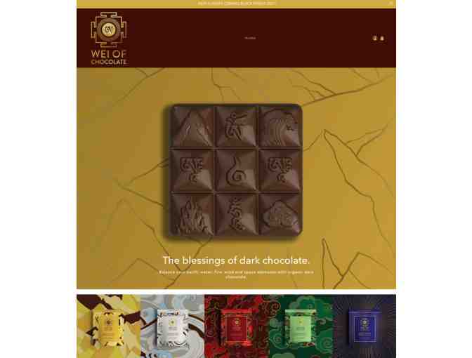 Wei of Chocolate: Five-Bar 'Five Element Collection' Organic Vegan Dark Chocolate