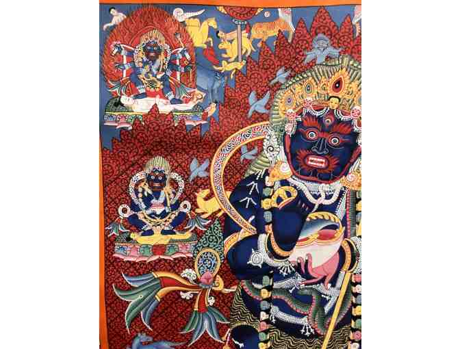 Tibetan Spirit: Newari-Style 'Standing Mahakala With Retinue' Thangka