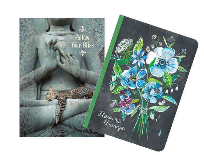 Amber Lotus Publishing: Set of Six 'Blissful Cat' Greeting Cards & Travel Journal