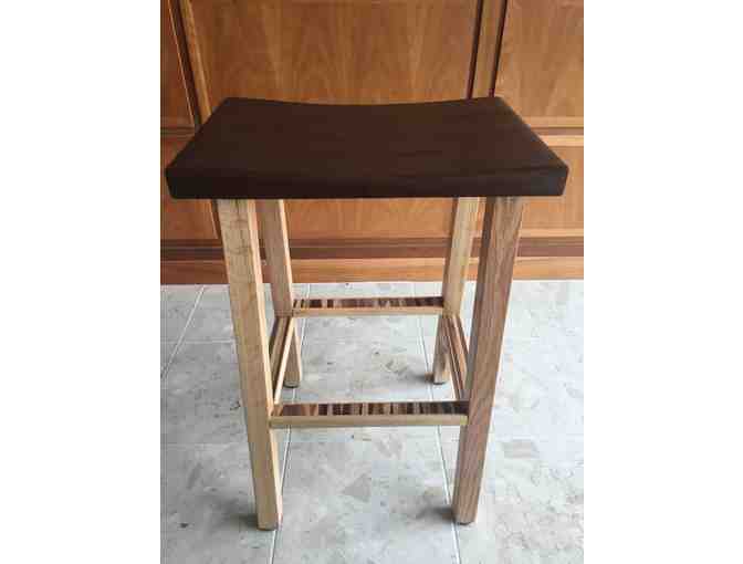 Walnut Top Stool with Inlay Footrests