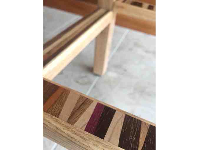 Walnut Top Stool with Inlay Footrests