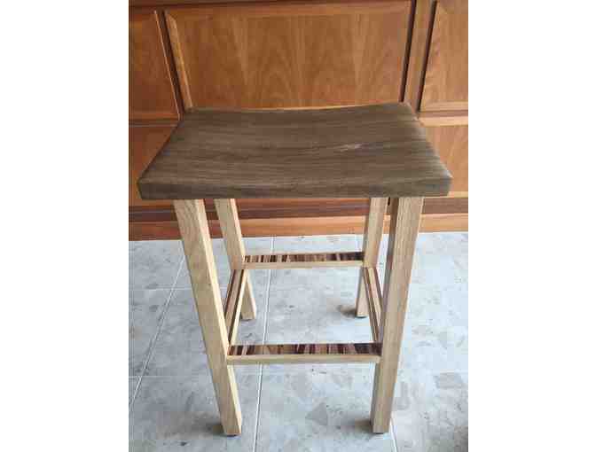 Hickory Top Stool with Wood Inlay Footrests