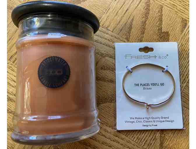 Candle and Bracelet from the Lizard Thicket Boutique, Peachtree City.