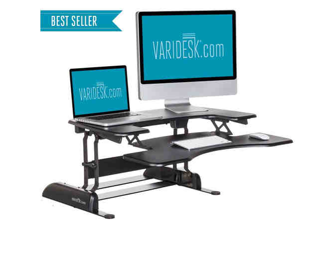 Varidesk - Height Adjustable Standing Desk Pro Plus 36, Dual Monitor Arms & Anti Fatigue Mat