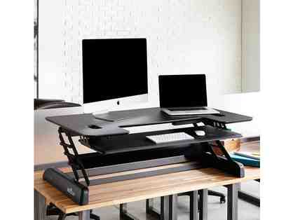 Varidesk - Height Adjustable Standing Desk- Exec 48, Dual Monitors Arms & Anti Fatigue Mat