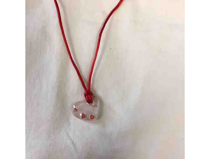 Handmade small clear heart necklace