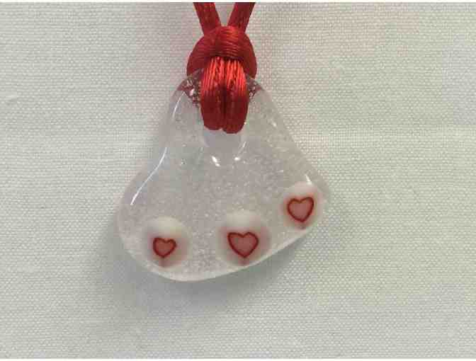 Handmade small clear heart necklace