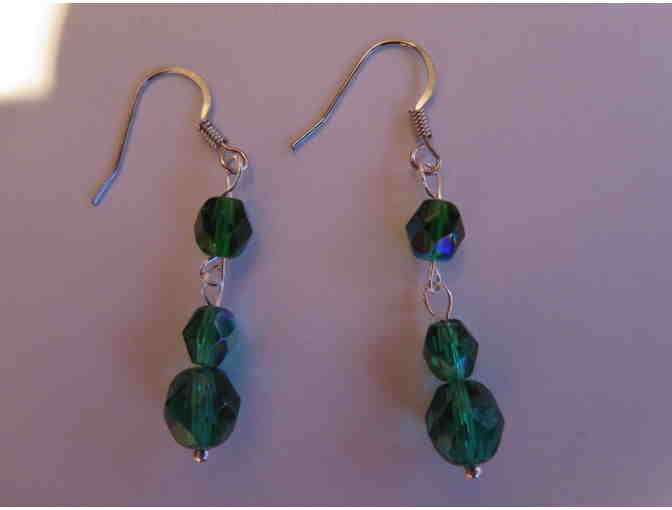 Green Fire Polished Glass Earrings
