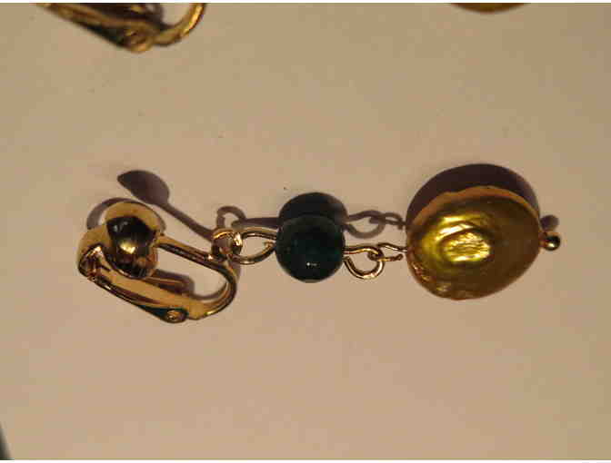 Freshwater Pearls and Jade Earrings