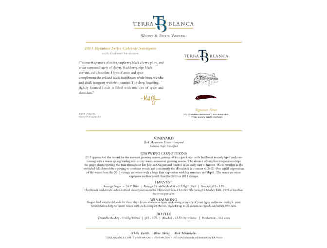 Terra Blanca 2013 Signature Series Cabernet Sauvignon
