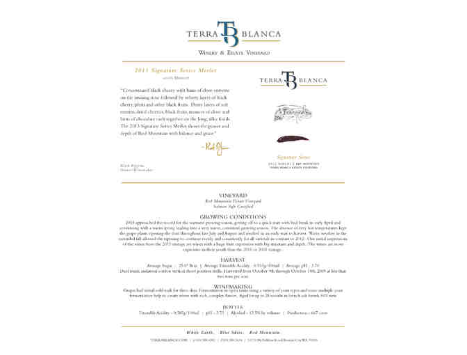 Terra Blanca 2013 Signature Series Merlot