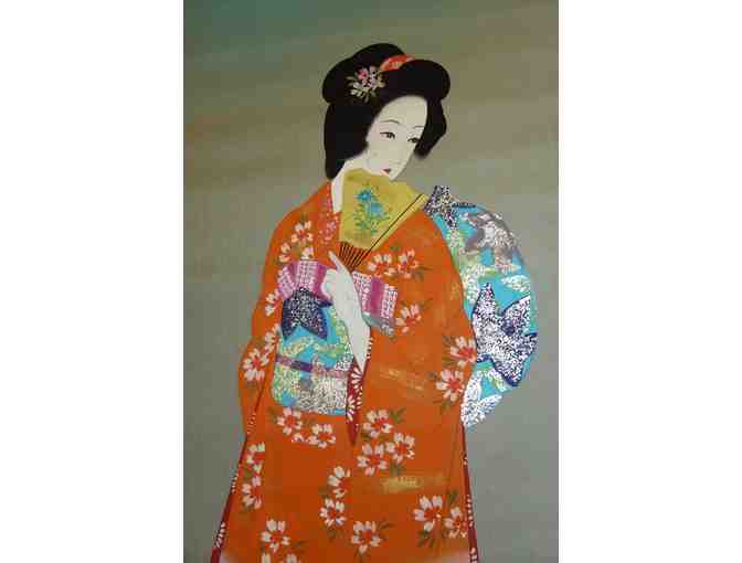 Painting of Geisha on silk: Japanese