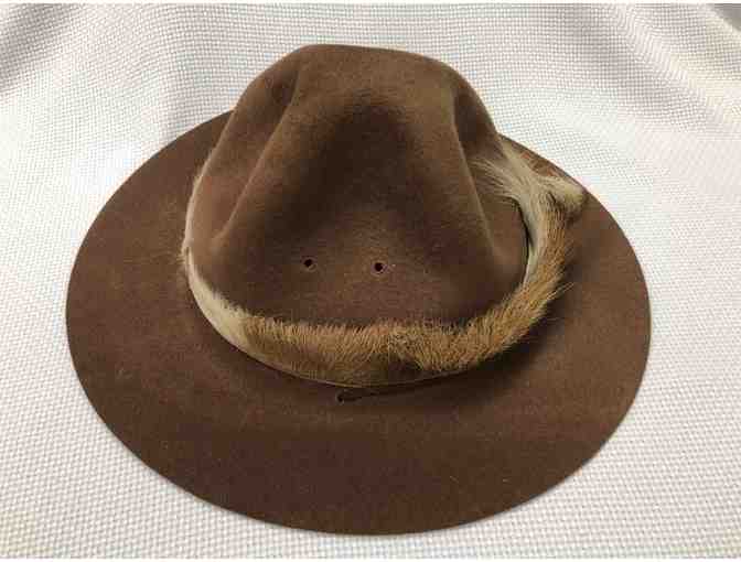 South African Brown Felt Boy Scout Campaign Hat with Springbok Fur Hat Band