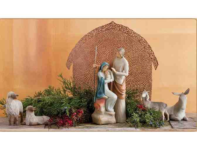 The Holy Family Small Nativity Set: Holy Family, Animals, & Shelter by Willow Tree