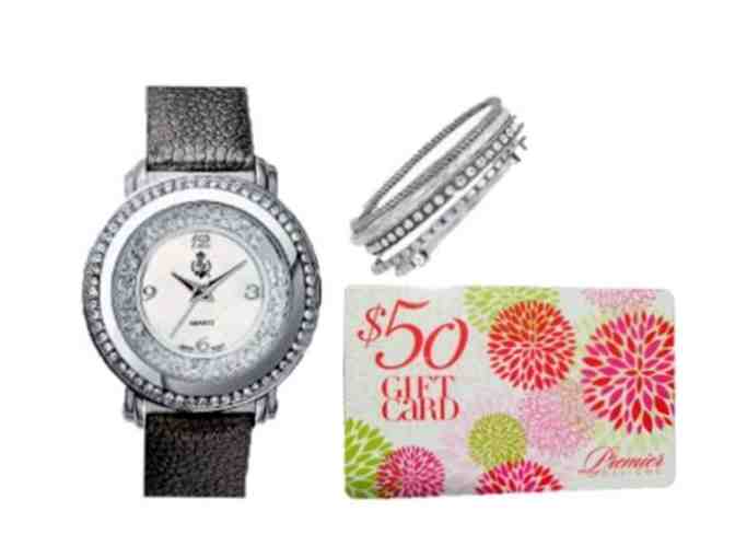 Premier Designs Jewelry Package: Woman's Watch, 5 Silver Bangles, and $50 Gift Card
